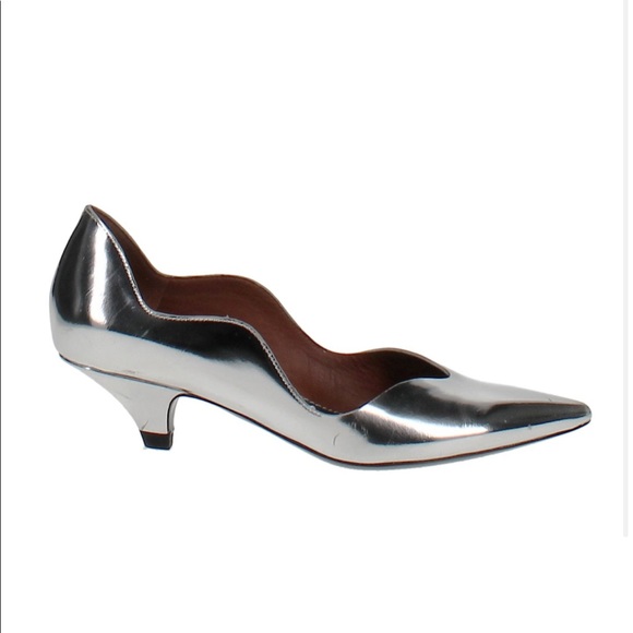 $595 NEW Proenza Schouler silver wave kitten heels 36.5 6 6.5 pointy almond toe - Picture 5 of 6